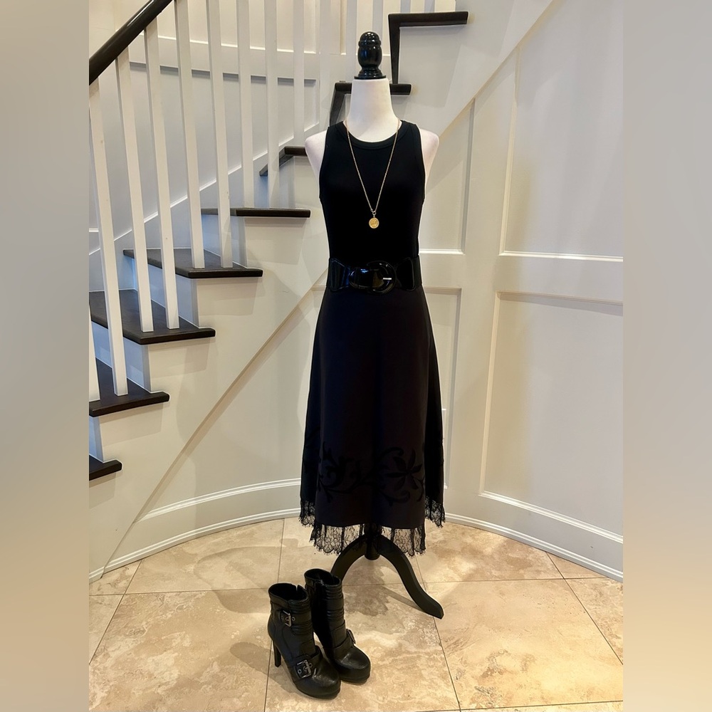 Full Black Skirt with Lace Trim